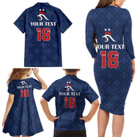 Custom France Football Family Matching Long Sleeve Bodycon Dress and Hawaiian Shirt Les Bleus French Heraldry Pattern