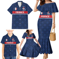 Custom France Football Family Matching Mermaid Dress and Hawaiian Shirt Les Bleus French Heraldry Pattern