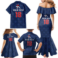 Custom France Football Family Matching Mermaid Dress and Hawaiian Shirt Les Bleus French Heraldry Pattern