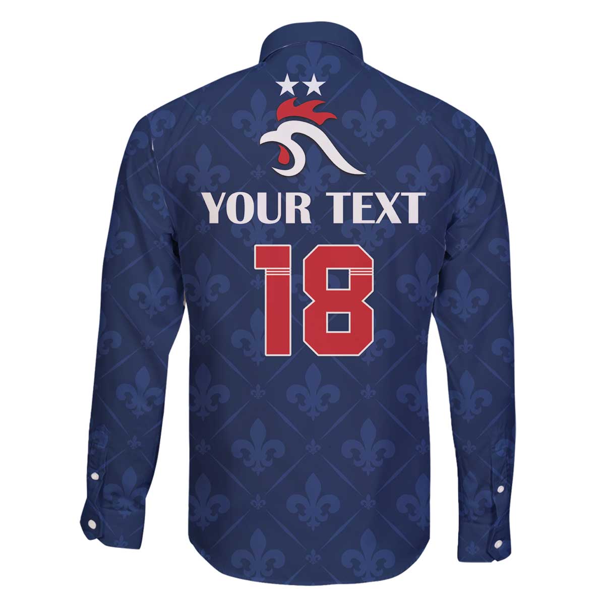 Custom France Football Family Matching Off The Shoulder Long Sleeve Dress and Hawaiian Shirt Les Bleus French Heraldry Pattern