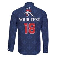 Custom France Football Family Matching Off The Shoulder Long Sleeve Dress and Hawaiian Shirt Les Bleus French Heraldry Pattern
