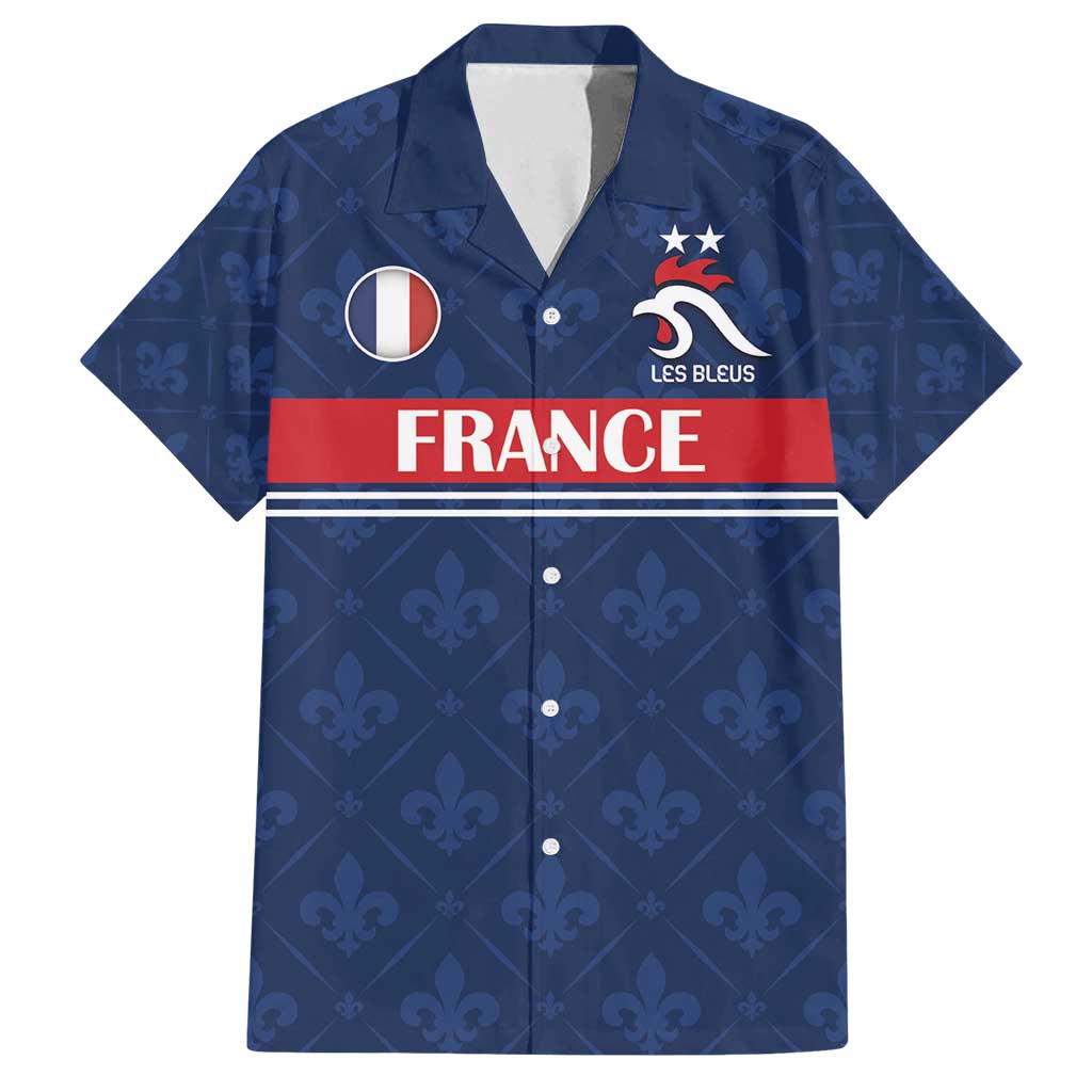 Custom France Football Family Matching Off Shoulder Maxi Dress and Hawaiian Shirt Les Bleus French Heraldry Pattern