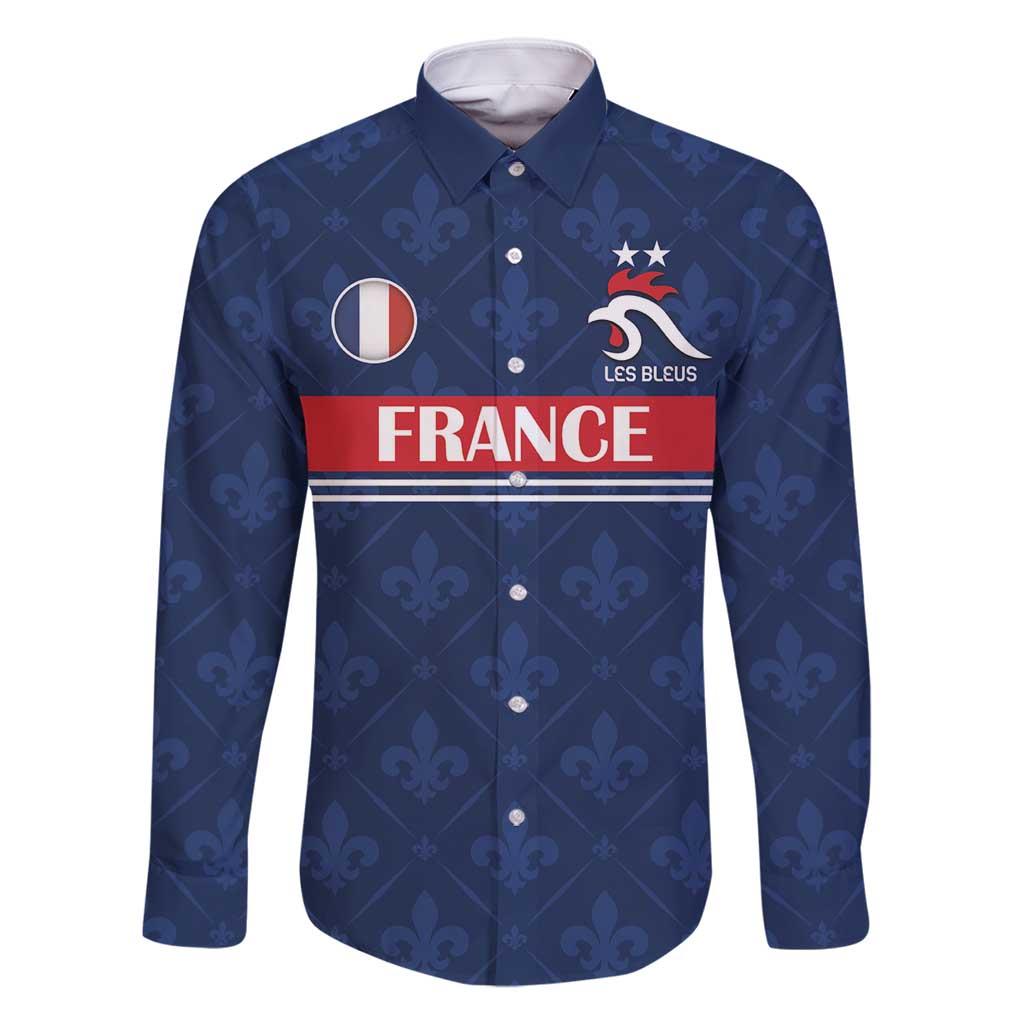 Custom France Football Family Matching Off Shoulder Maxi Dress and Hawaiian Shirt Les Bleus French Heraldry Pattern