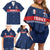 Custom France Football Family Matching Off Shoulder Short Dress and Hawaiian Shirt Les Bleus French Heraldry Pattern