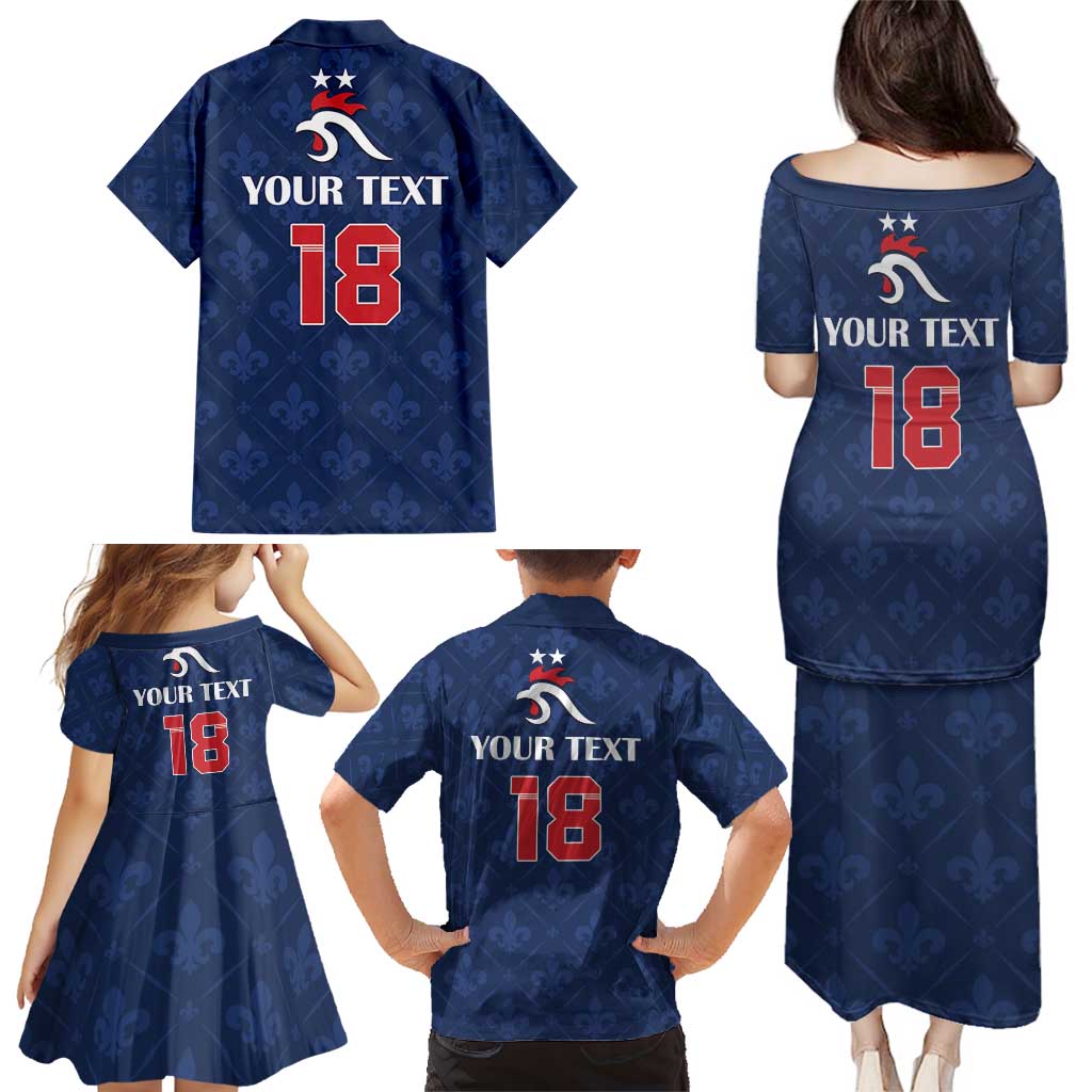 Custom France Football Family Matching Puletasi and Hawaiian Shirt Les Bleus French Heraldry Pattern