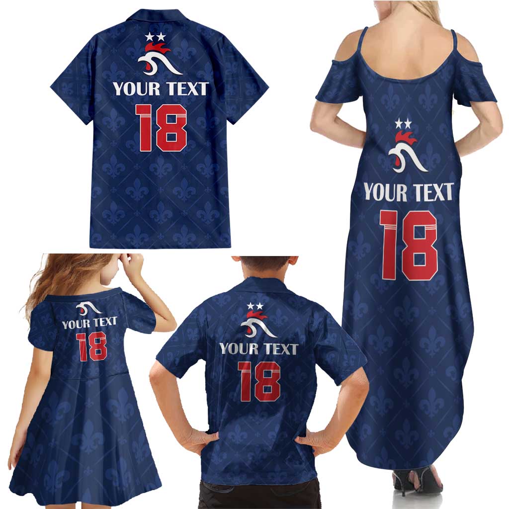 Custom France Football Family Matching Summer Maxi Dress and Hawaiian Shirt Les Bleus French Heraldry Pattern