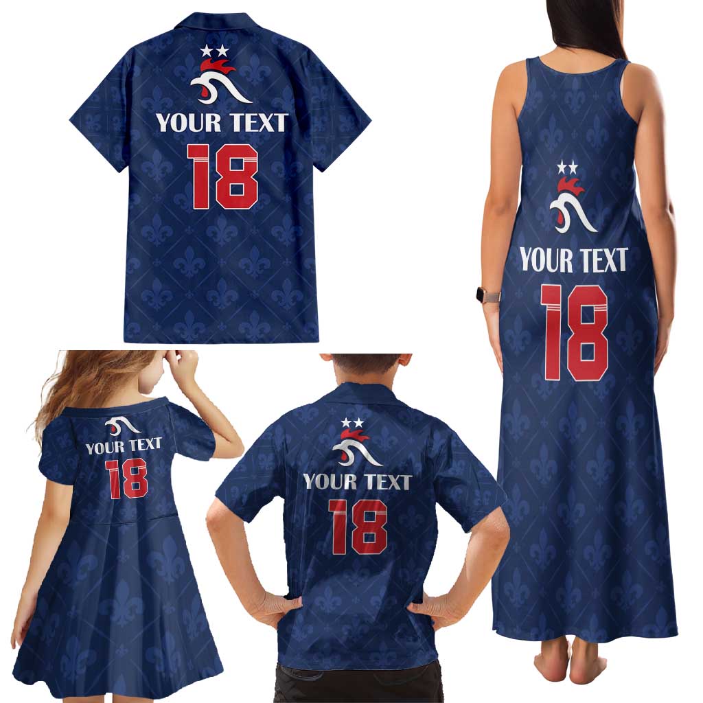 Custom France Football Family Matching Tank Maxi Dress and Hawaiian Shirt Les Bleus French Heraldry Pattern