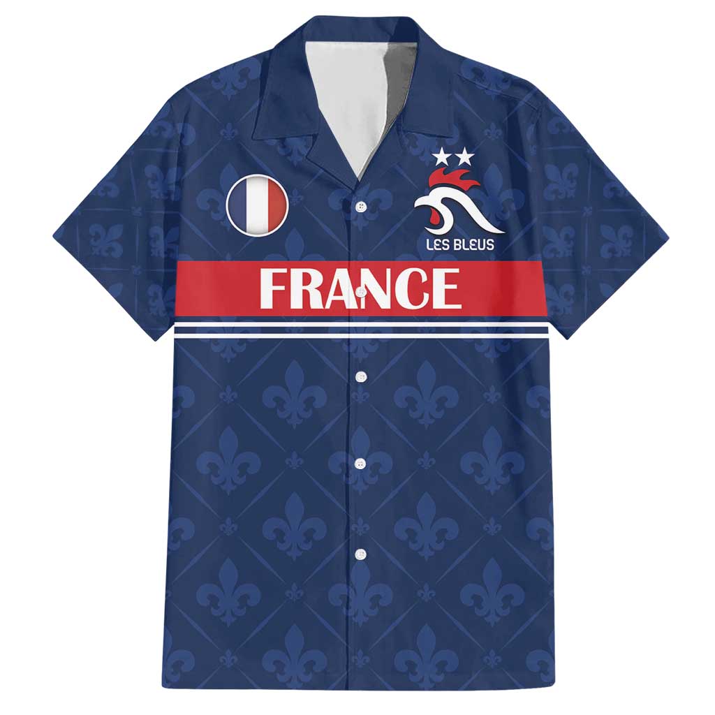 Custom France Football Hawaiian Shirt Les Bleus French Heraldry Pattern