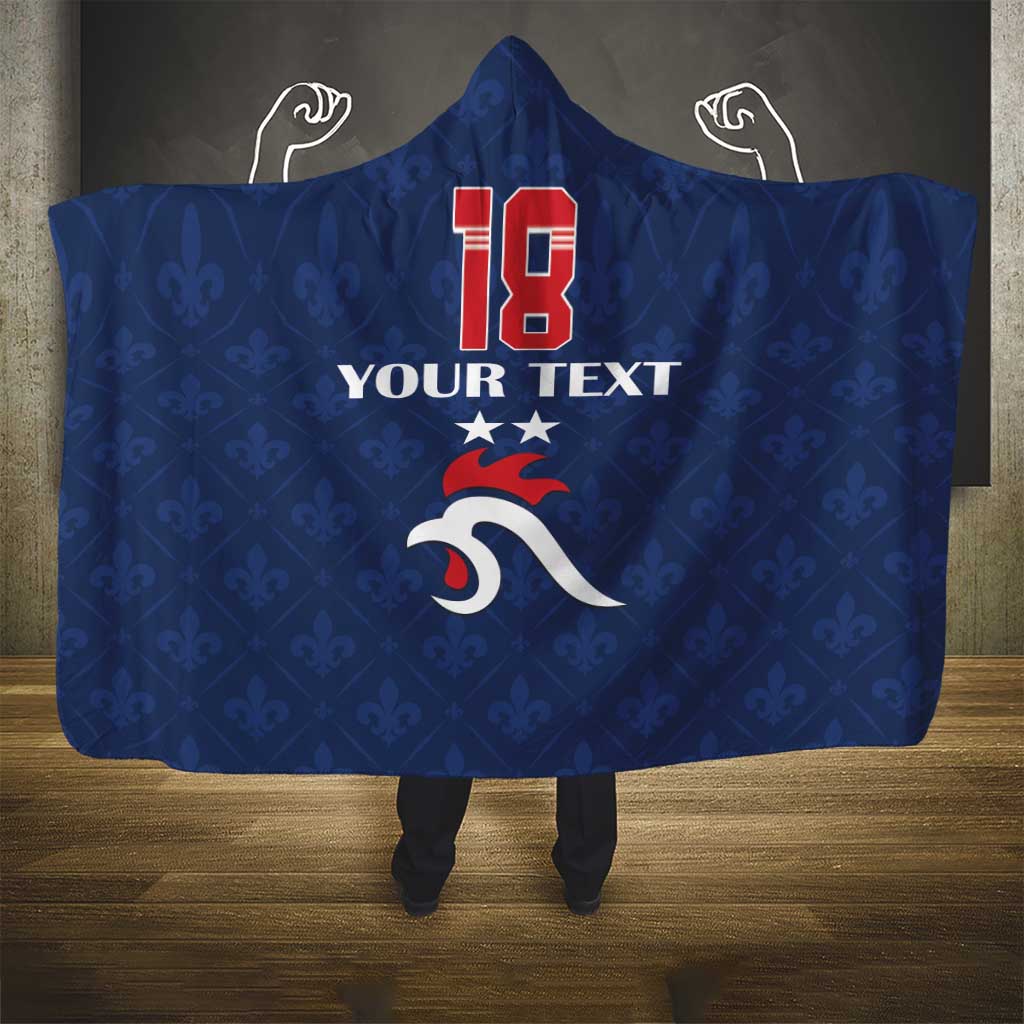 Custom France Football Hooded Blanket Les Bleus French Heraldry Pattern