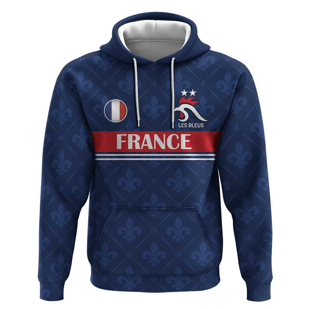 Custom France Football Hoodie Les Bleus French Heraldry Pattern