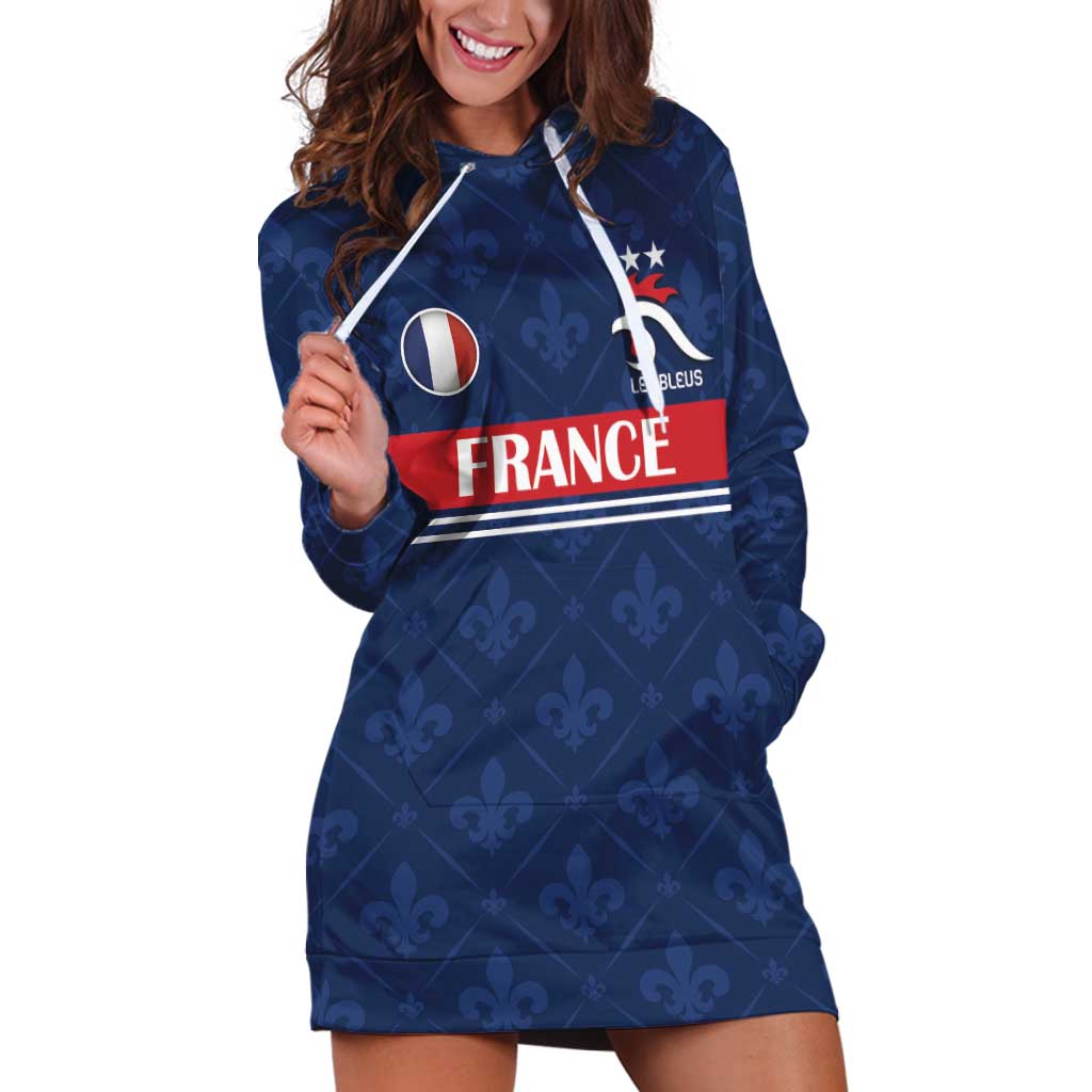 Custom France Football Hoodie Dress Les Bleus French Heraldry Pattern