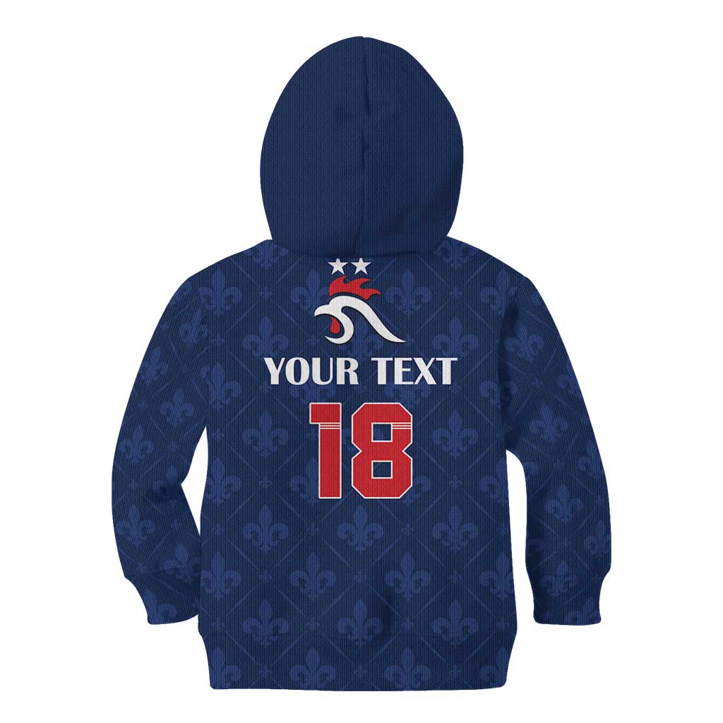 Custom France Football Kid Hoodie Les Bleus French Heraldry Pattern