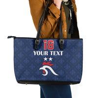 Custom France Football Leather Tote Bag Les Bleus French Heraldry Pattern