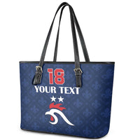 Custom France Football Leather Tote Bag Les Bleus French Heraldry Pattern