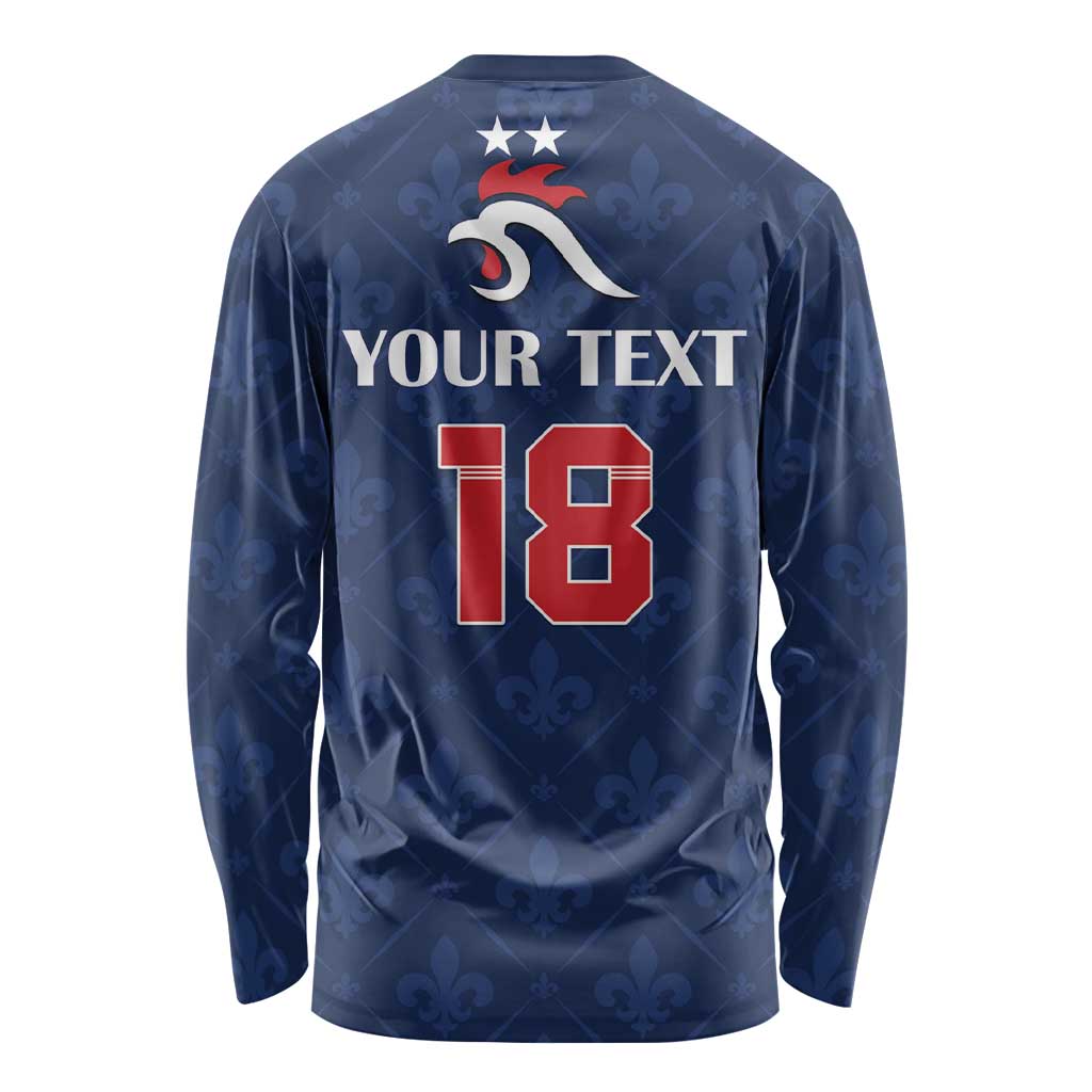 Custom France Football Long Sleeve Shirt Les Bleus French Heraldry Pattern