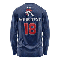 Custom France Football Long Sleeve Shirt Les Bleus French Heraldry Pattern