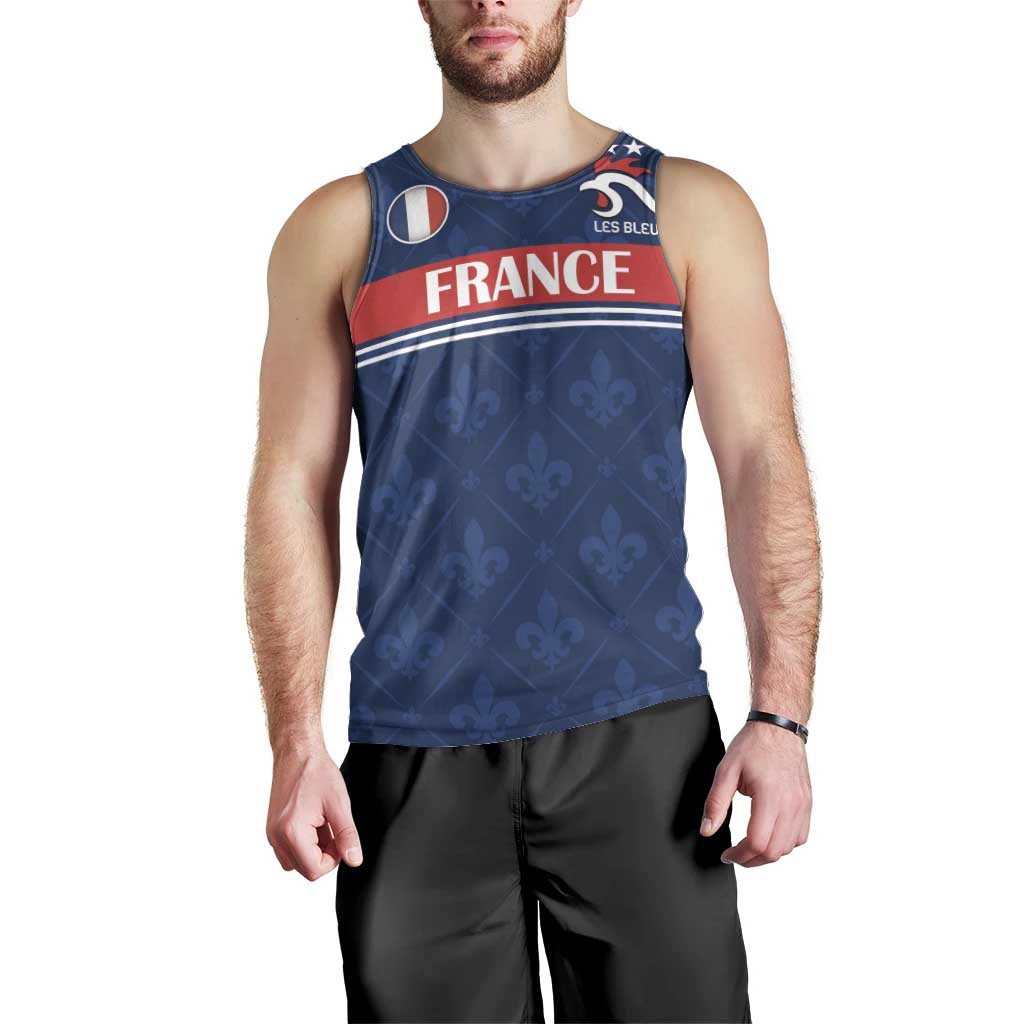 Custom France Football Men Tank Top Les Bleus French Heraldry Pattern
