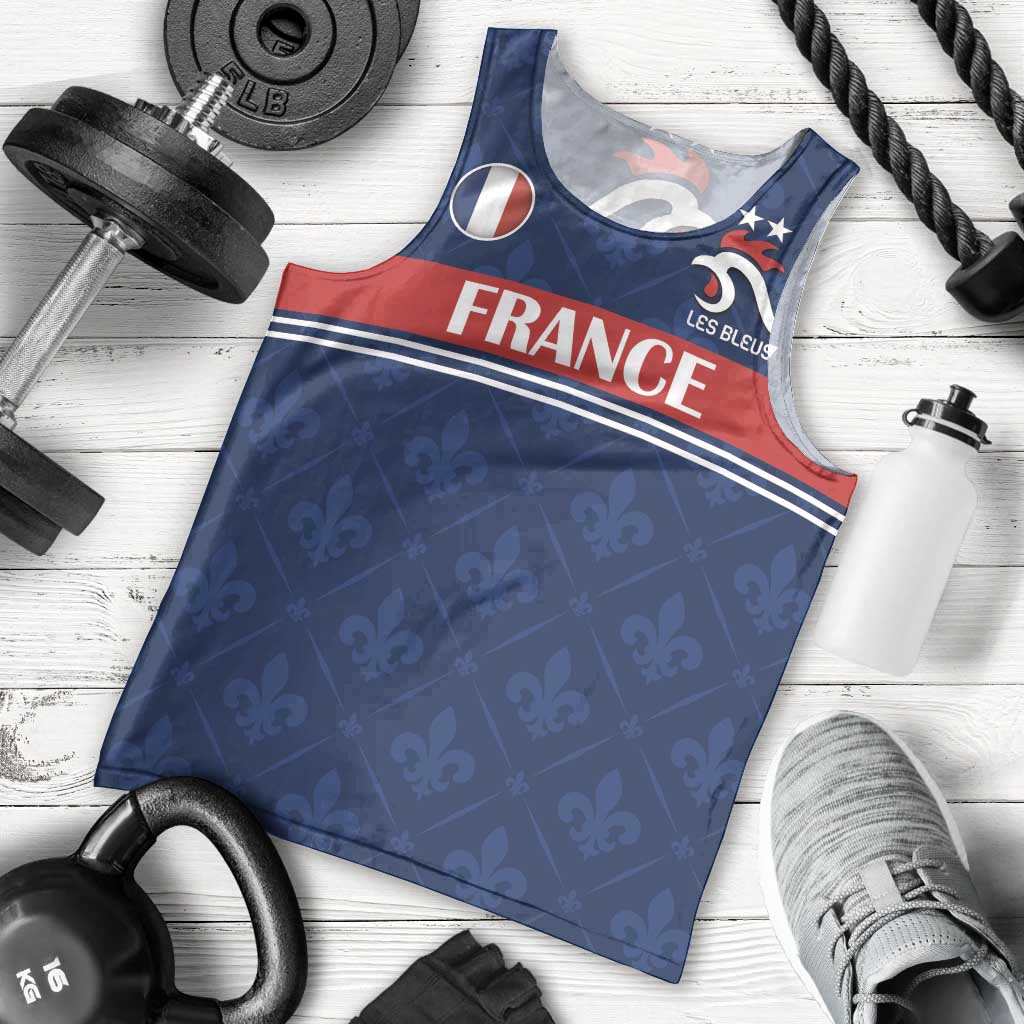 Custom France Football Men Tank Top Les Bleus French Heraldry Pattern