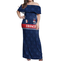 Custom France Football Off Shoulder Maxi Dress Les Bleus French Heraldry Pattern