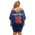 Custom France Football Off Shoulder Short Dress Les Bleus French Heraldry Pattern