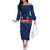 Custom France Football Off The Shoulder Long Sleeve Dress Les Bleus French Heraldry Pattern