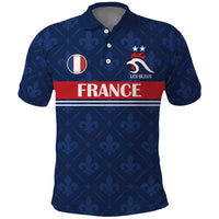 Custom France Football Polo Shirt Les Bleus French Heraldry Pattern