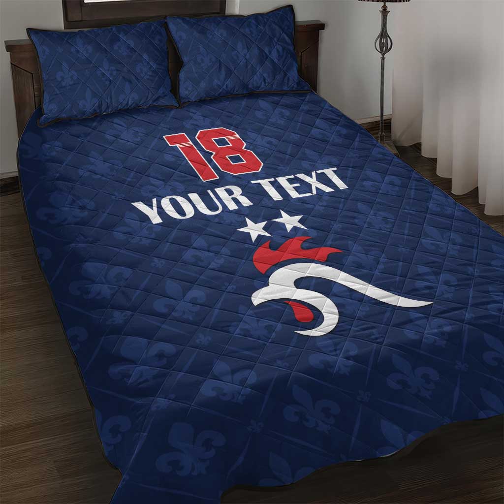 Custom France Football Quilt Bed Set Les Bleus French Heraldry Pattern
