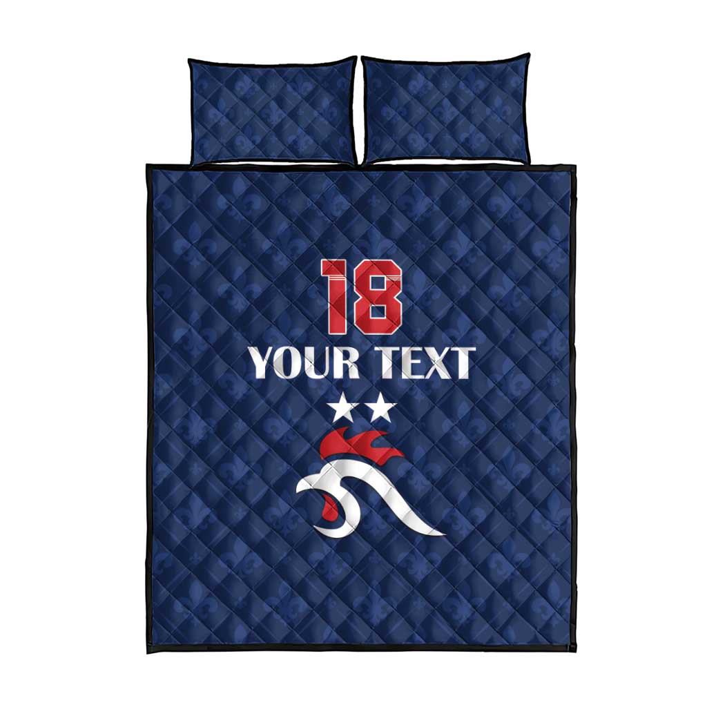 Custom France Football Quilt Bed Set Les Bleus French Heraldry Pattern
