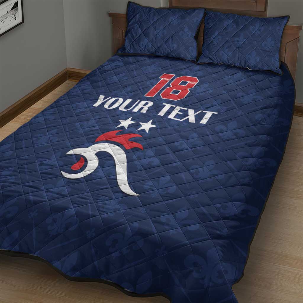 Custom France Football Quilt Bed Set Les Bleus French Heraldry Pattern