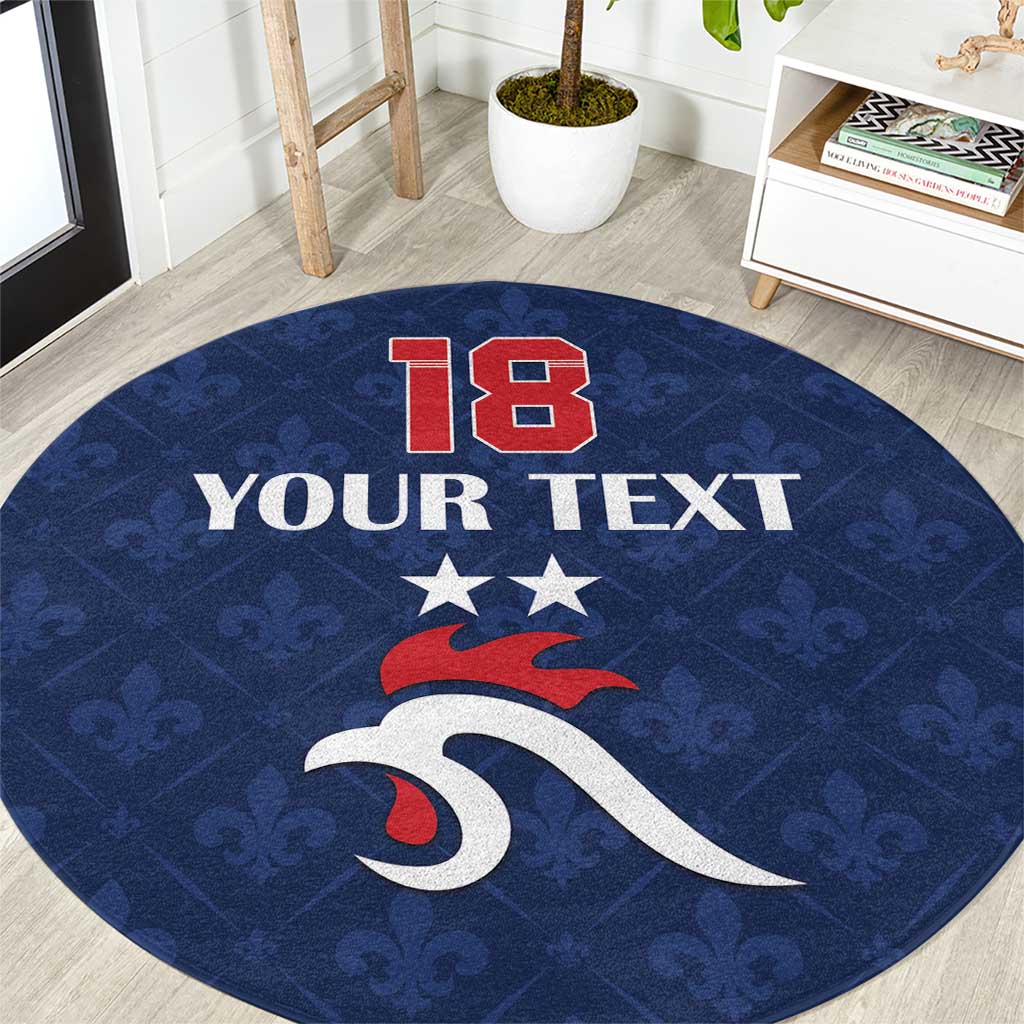 Custom France Football Round Carpet Les Bleus French Heraldry Pattern