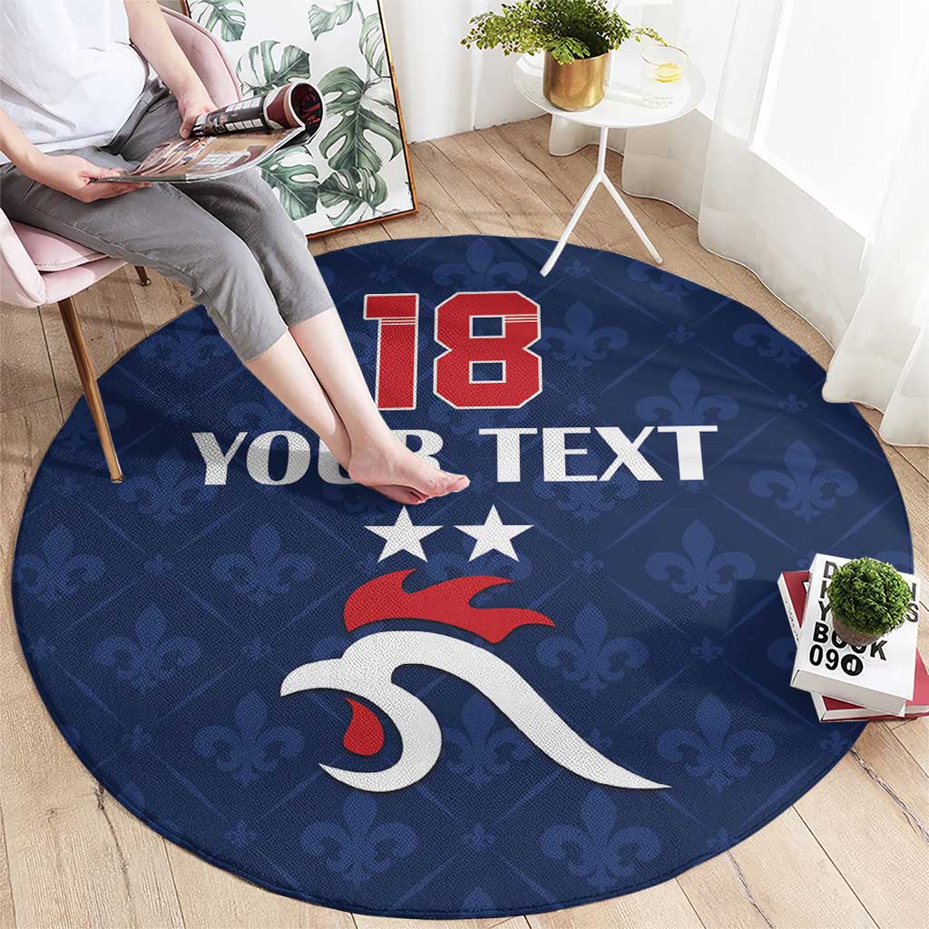 Custom France Football Round Carpet Les Bleus French Heraldry Pattern