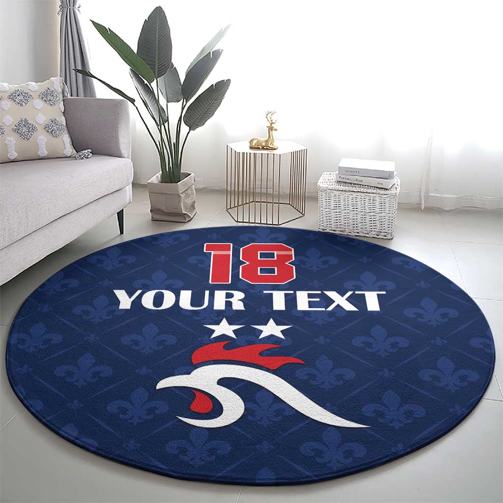 Custom France Football Round Carpet Les Bleus French Heraldry Pattern