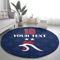 Custom France Football Round Carpet Les Bleus French Heraldry Pattern
