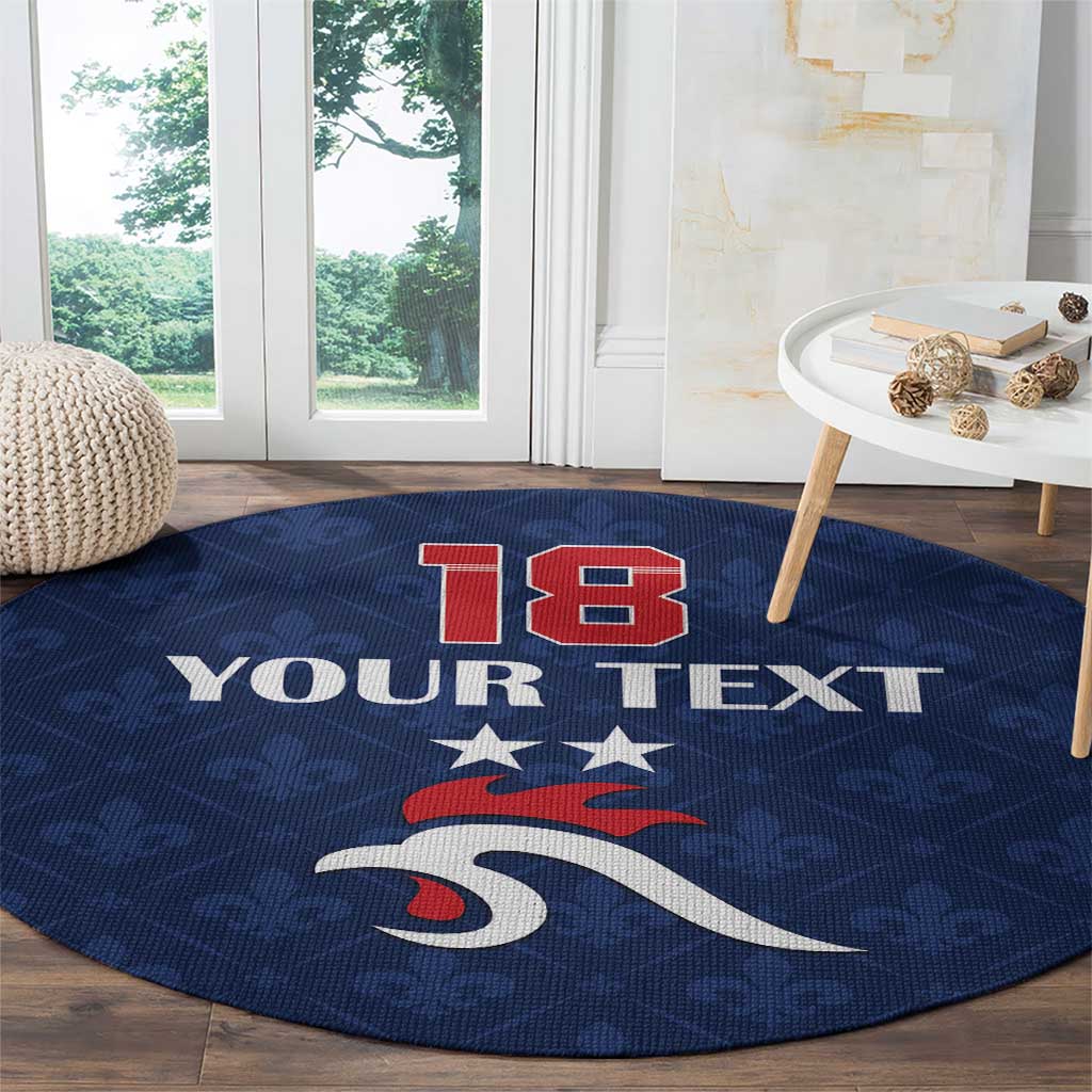 Custom France Football Round Carpet Les Bleus French Heraldry Pattern