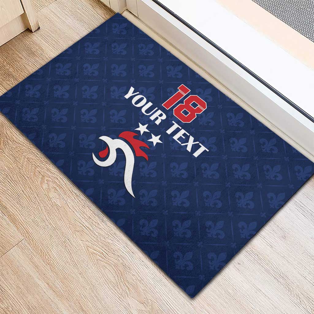 Custom France Football Rubber Doormat Les Bleus French Heraldry Pattern