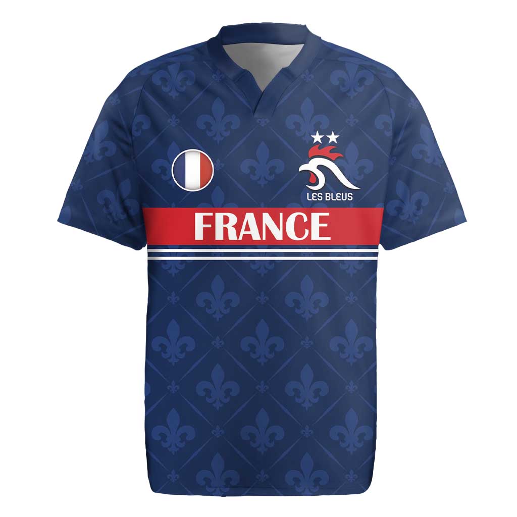 Custom France Football Rugby Jersey Les Bleus French Heraldry Pattern
