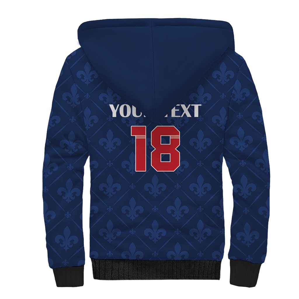 Custom France Football Sherpa Hoodie Les Bleus French Heraldry Pattern