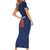 Custom France Football Short Sleeve Bodycon Dress Les Bleus French Heraldry Pattern