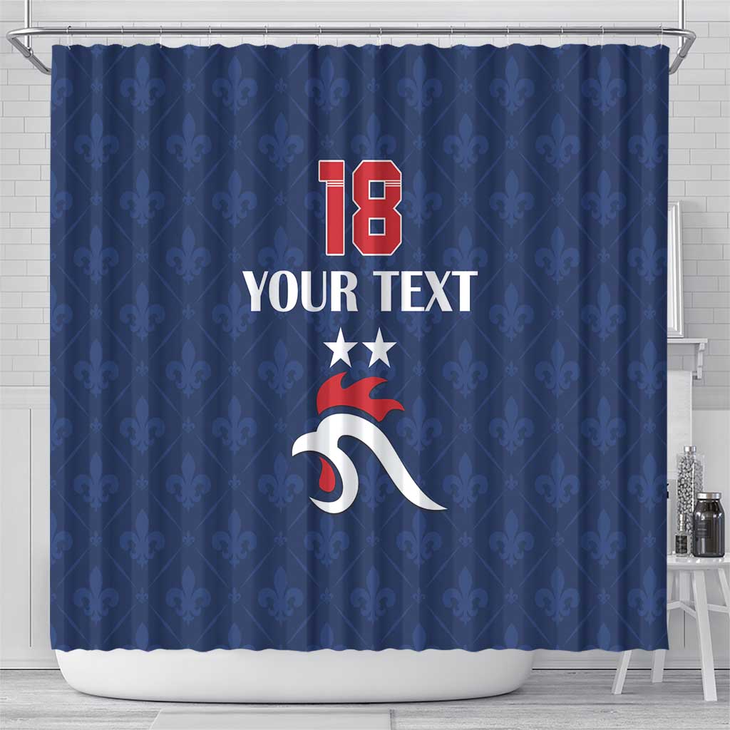 Custom France Football Shower Curtain Les Bleus French Heraldry Pattern