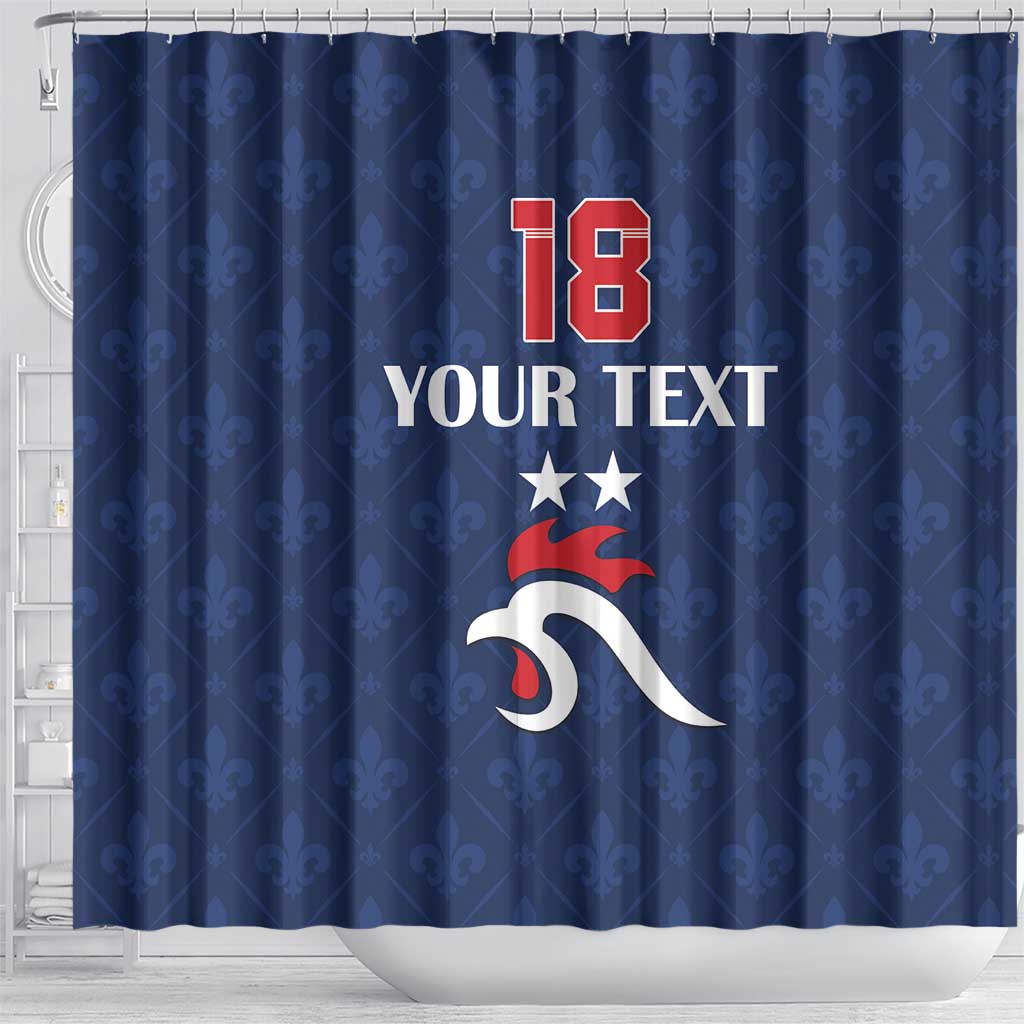 Custom France Football Shower Curtain Les Bleus French Heraldry Pattern