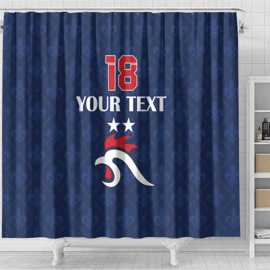 Custom France Football Shower Curtain Les Bleus French Heraldry Pattern