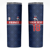 Custom France Football Skinny Tumbler Les Bleus French Heraldry Pattern