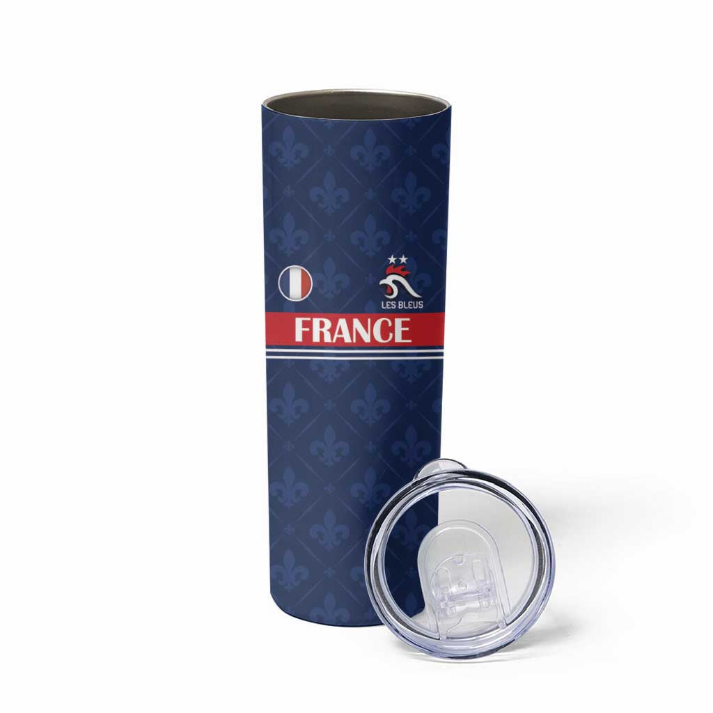 Custom France Football Skinny Tumbler Les Bleus French Heraldry Pattern