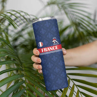 Custom France Football Skinny Tumbler Les Bleus French Heraldry Pattern