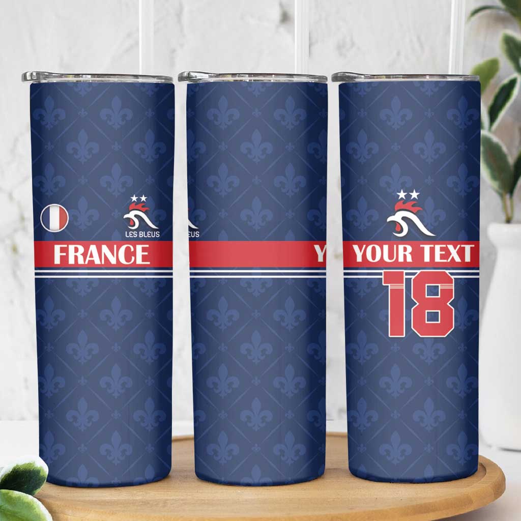 Custom France Football Skinny Tumbler Les Bleus French Heraldry Pattern
