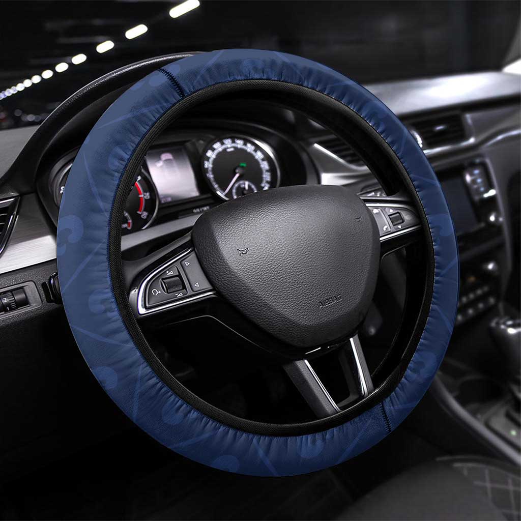 France Football Steering Wheel Cover Les Bleus French Heraldry Pattern
