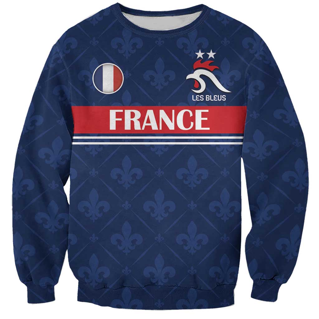 Custom France Football Sweatshirt Les Bleus French Heraldry Pattern