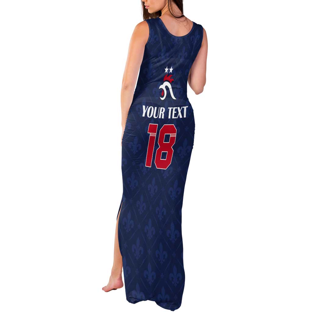 Custom France Football Tank Maxi Dress Les Bleus French Heraldry Pattern