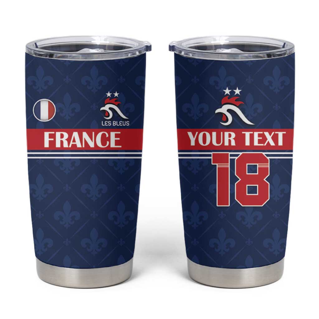 Custom France Football Tumbler Cup Les Bleus French Heraldry Pattern