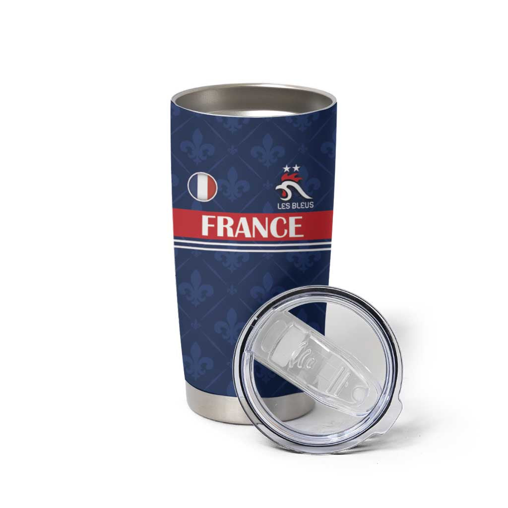 Custom France Football Tumbler Cup Les Bleus French Heraldry Pattern